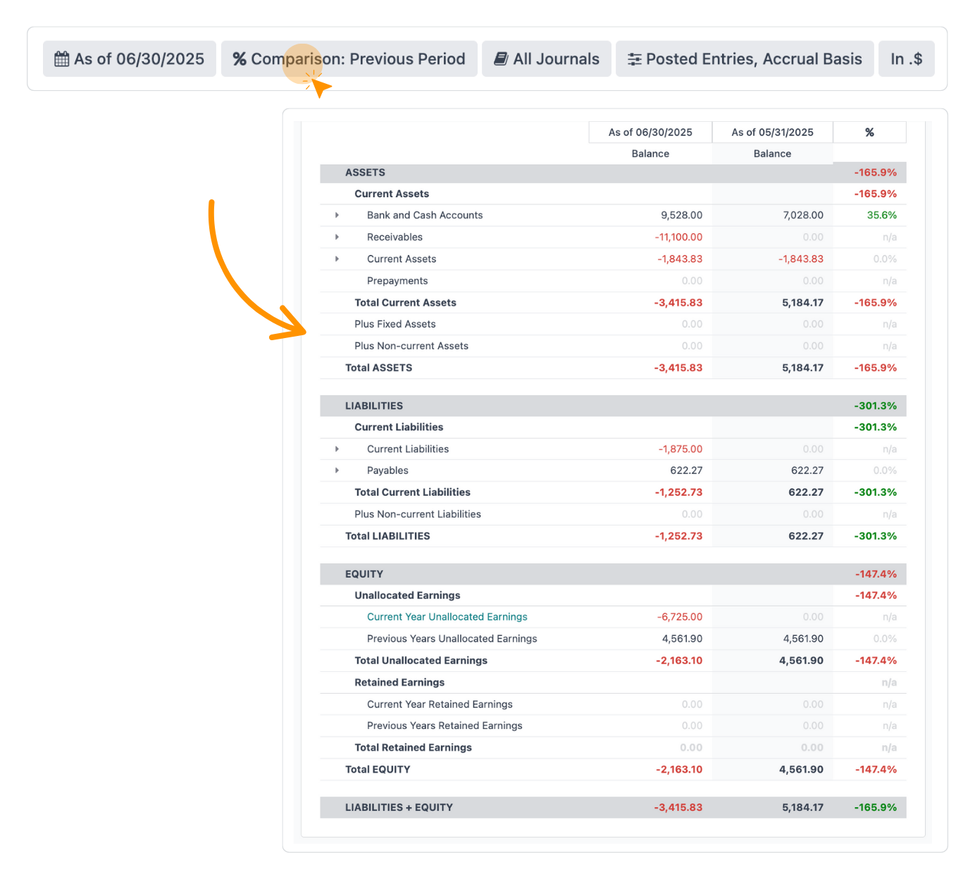 Odoo Accounting Balance Sheet