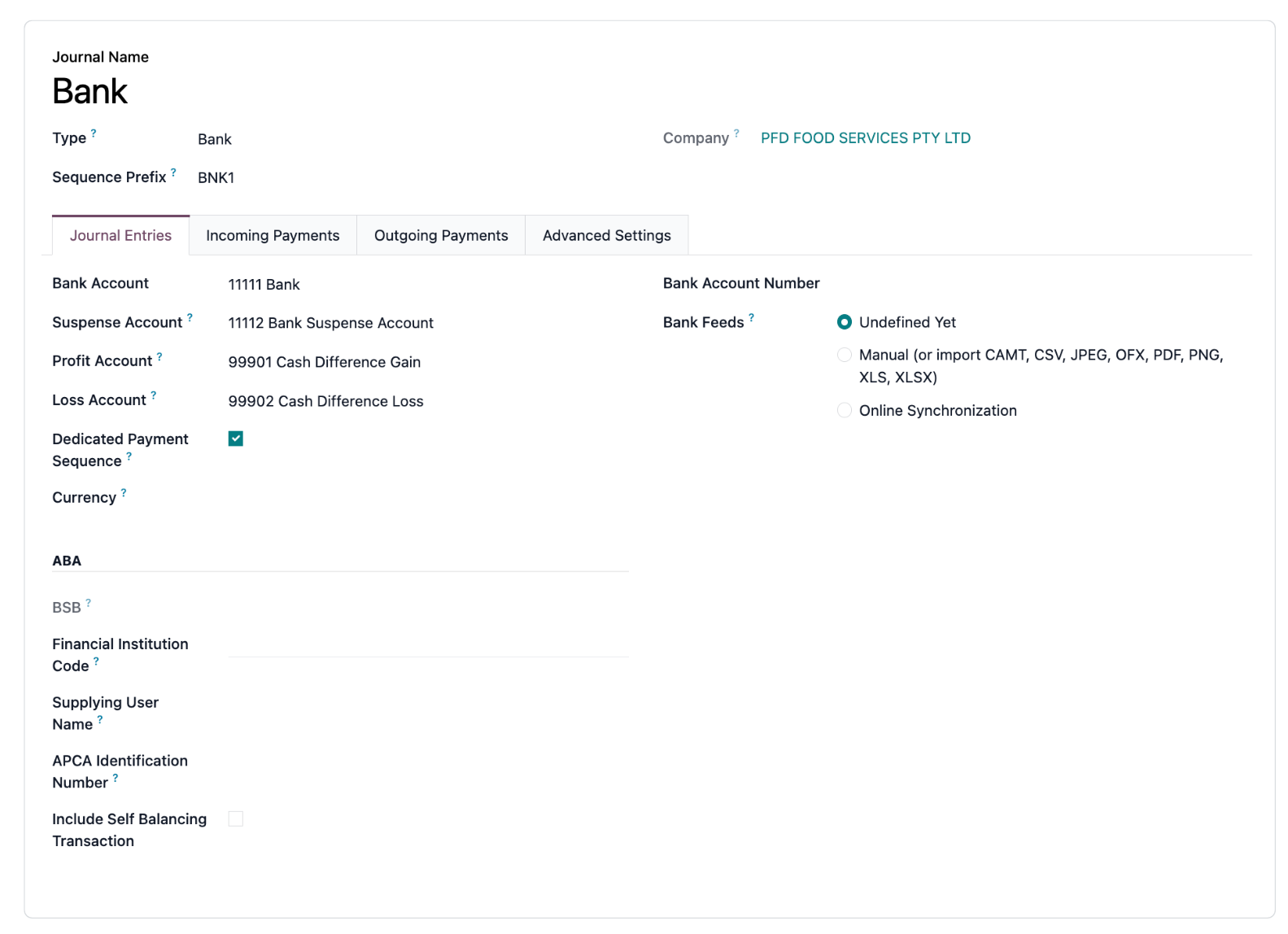 Odoo support Bank Feeds & ABA File Support