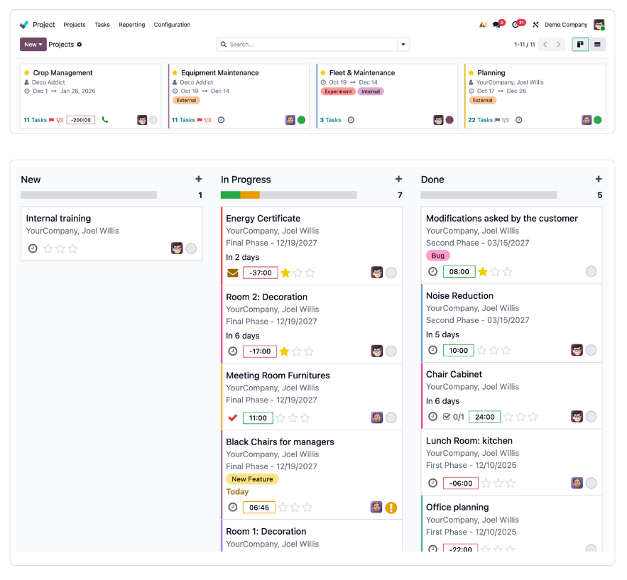 Odoo project features for agriculture business
